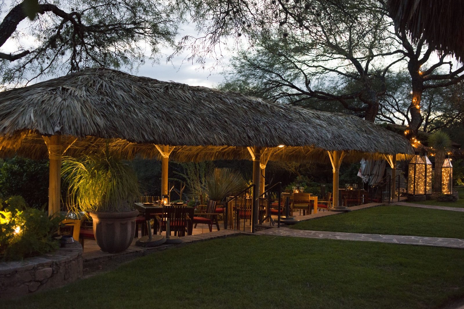 Palapa terrace at sunset